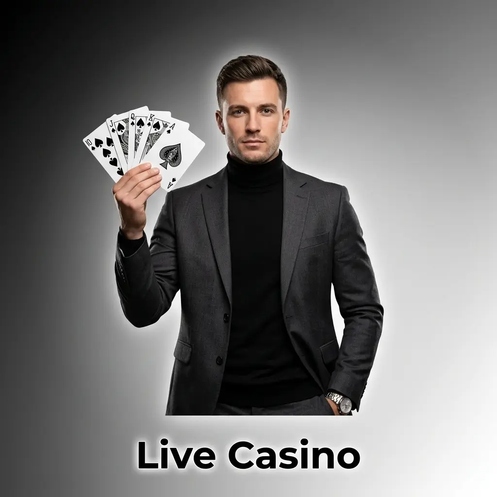 Professional live casino dealer at HD video stream table with cards and roulette wheel, Legendz Casino live gaming section