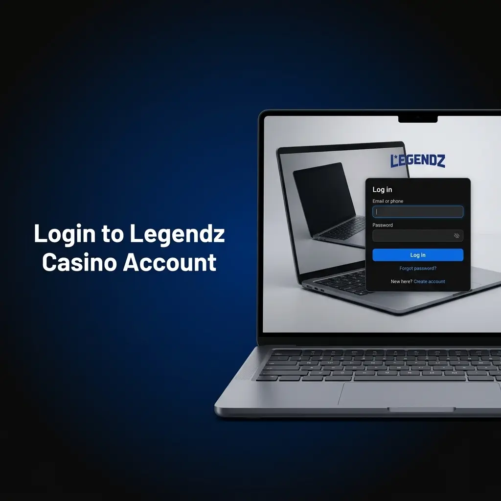 Legendz Casino login page showing email and password fields for secure account access with two-factor authentication