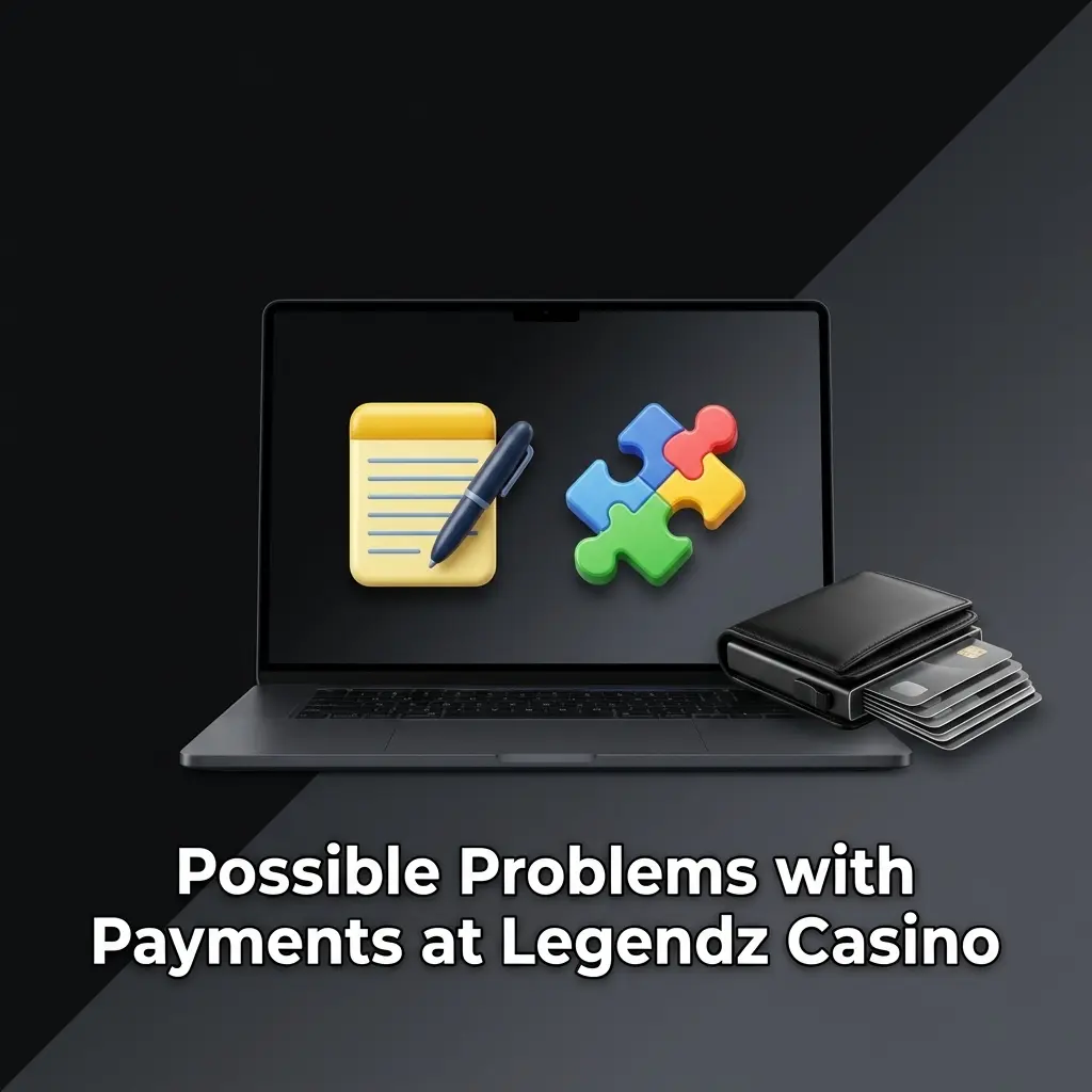 Legendz Casino payment issues guide showing deposit, withdrawal, KYC verification, and bonus wagering problem solutions for US players